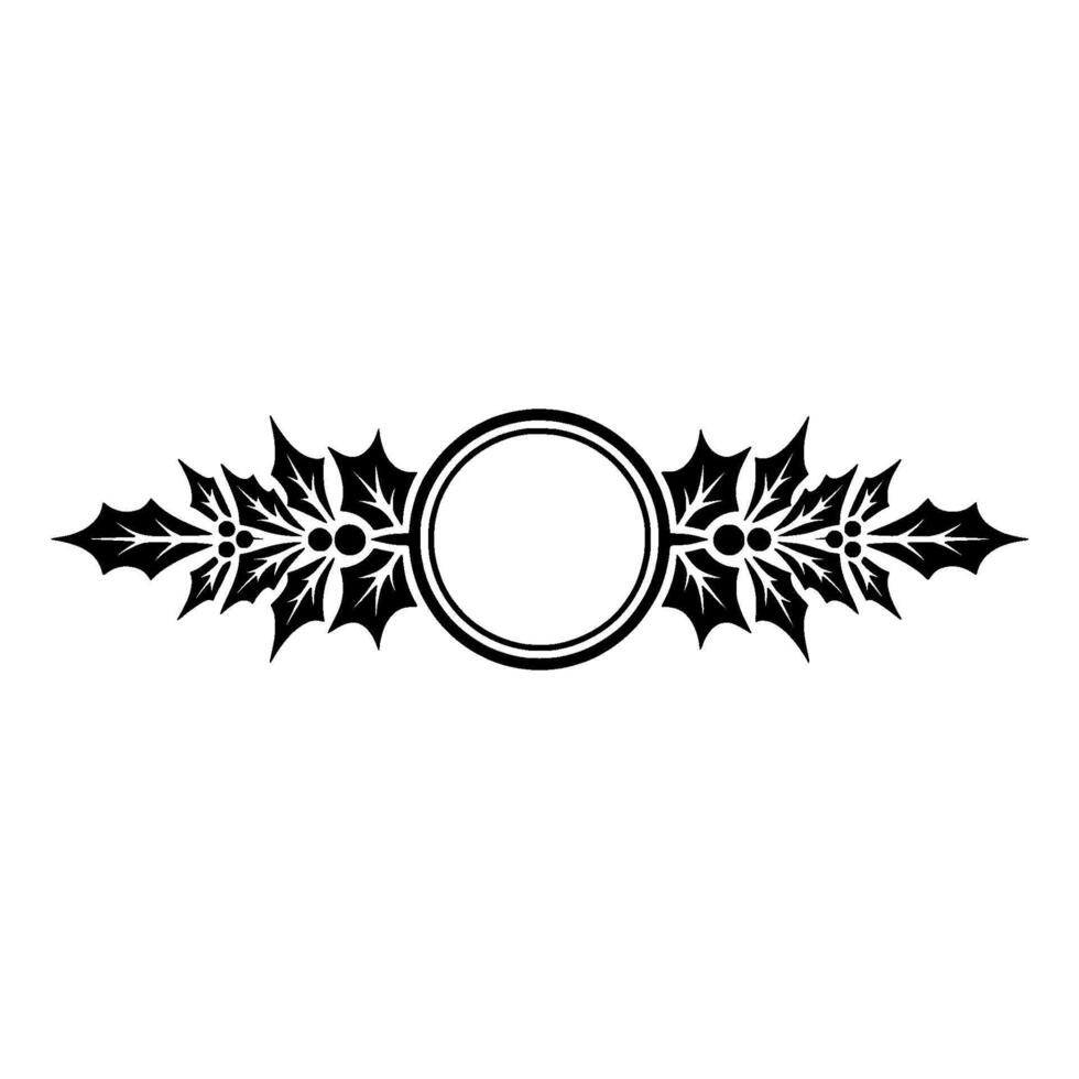 Minimalist Christmas Holly Frame, Simple Ornament, Elegant vector