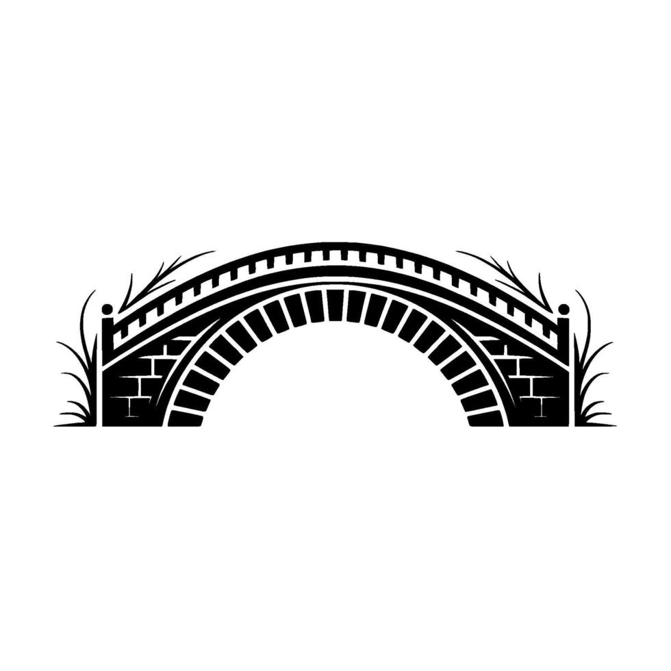Simple Black White Stone Bridge - Minimalist vector