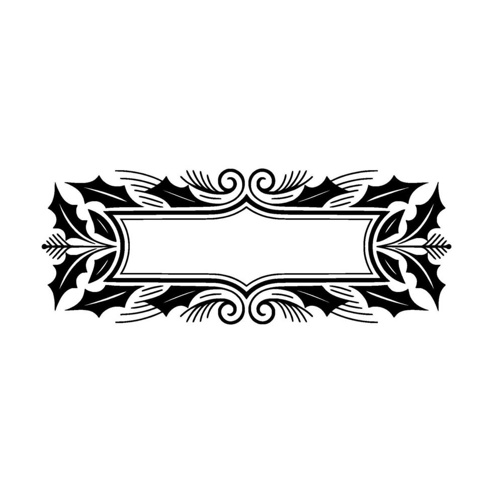 Elegant Black and White Frame with Holly Elements vector
