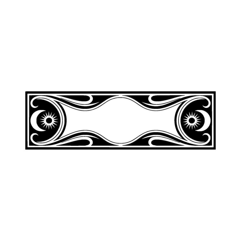 Decorative Black White Art Nouveau Banner with Celestial Elements vector