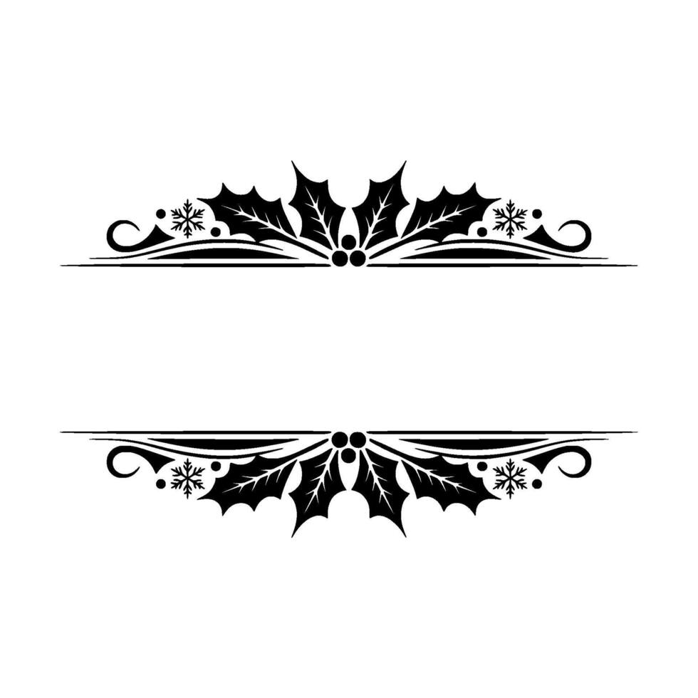 Elegant Christmas Holly and Berries Border Frame on White vector