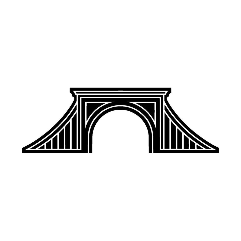 Stylized Black Bridge Silhouette on White Background vector