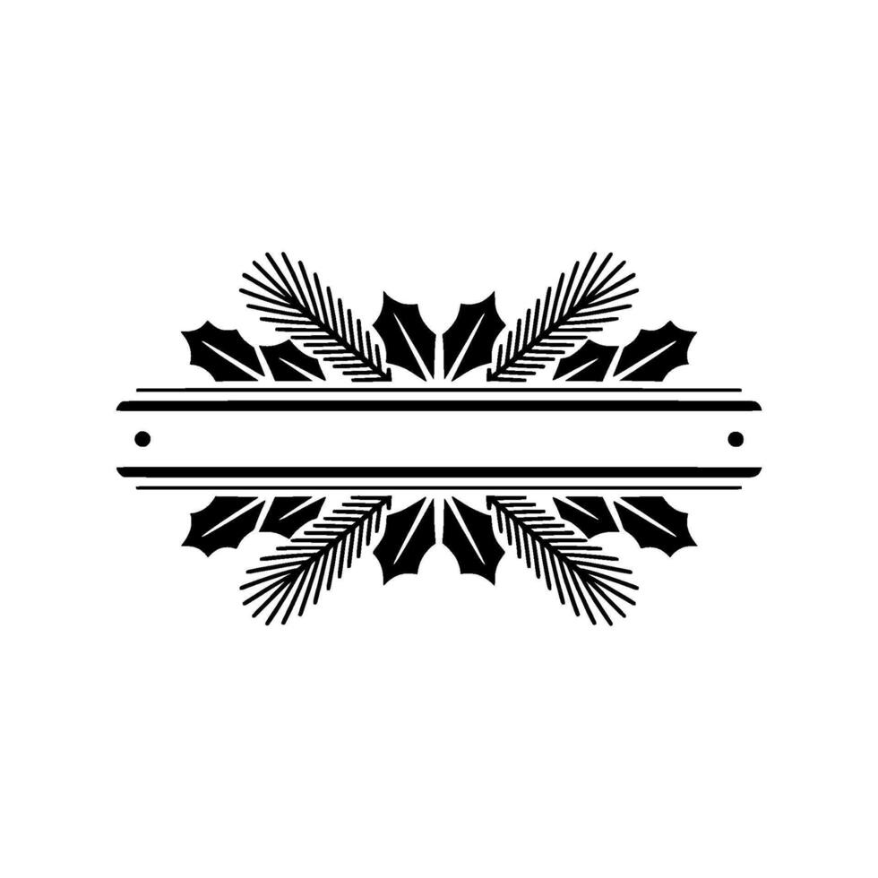 Minimalist Christmas Holly Pine Frame on White vector