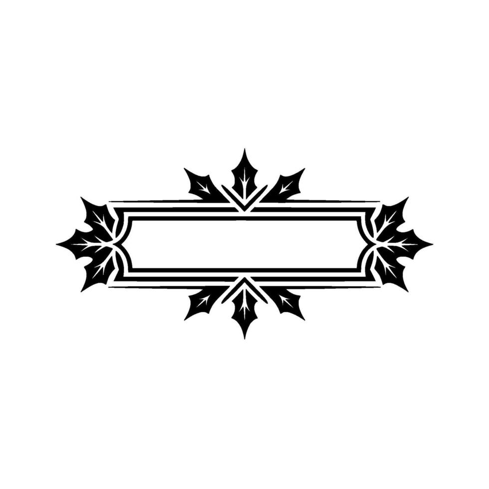 Elegant Black and White Ornamental Frame with Maple Leaf Accents vector