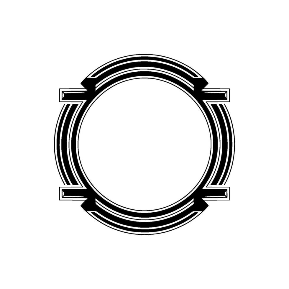 Art Deco Circular Frame Black and White Minimalist Elegance vector
