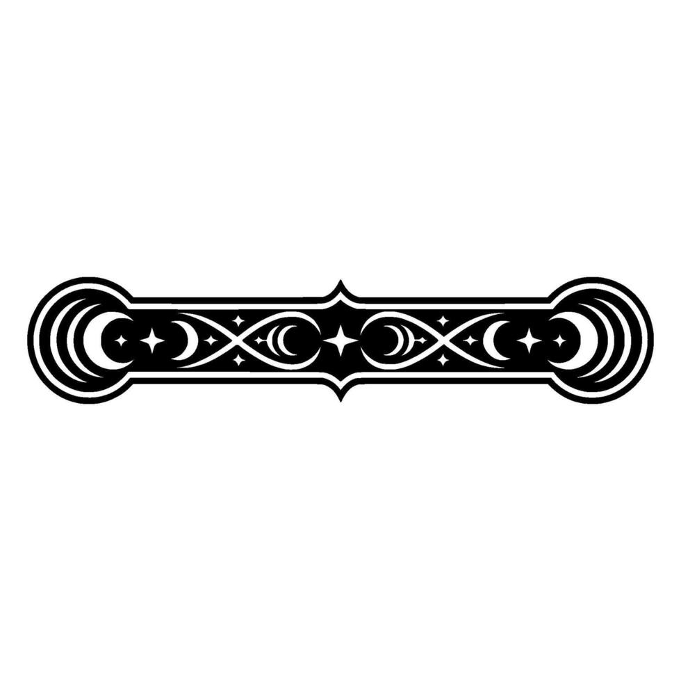 Celestial Ornament Black White Moon Star vector