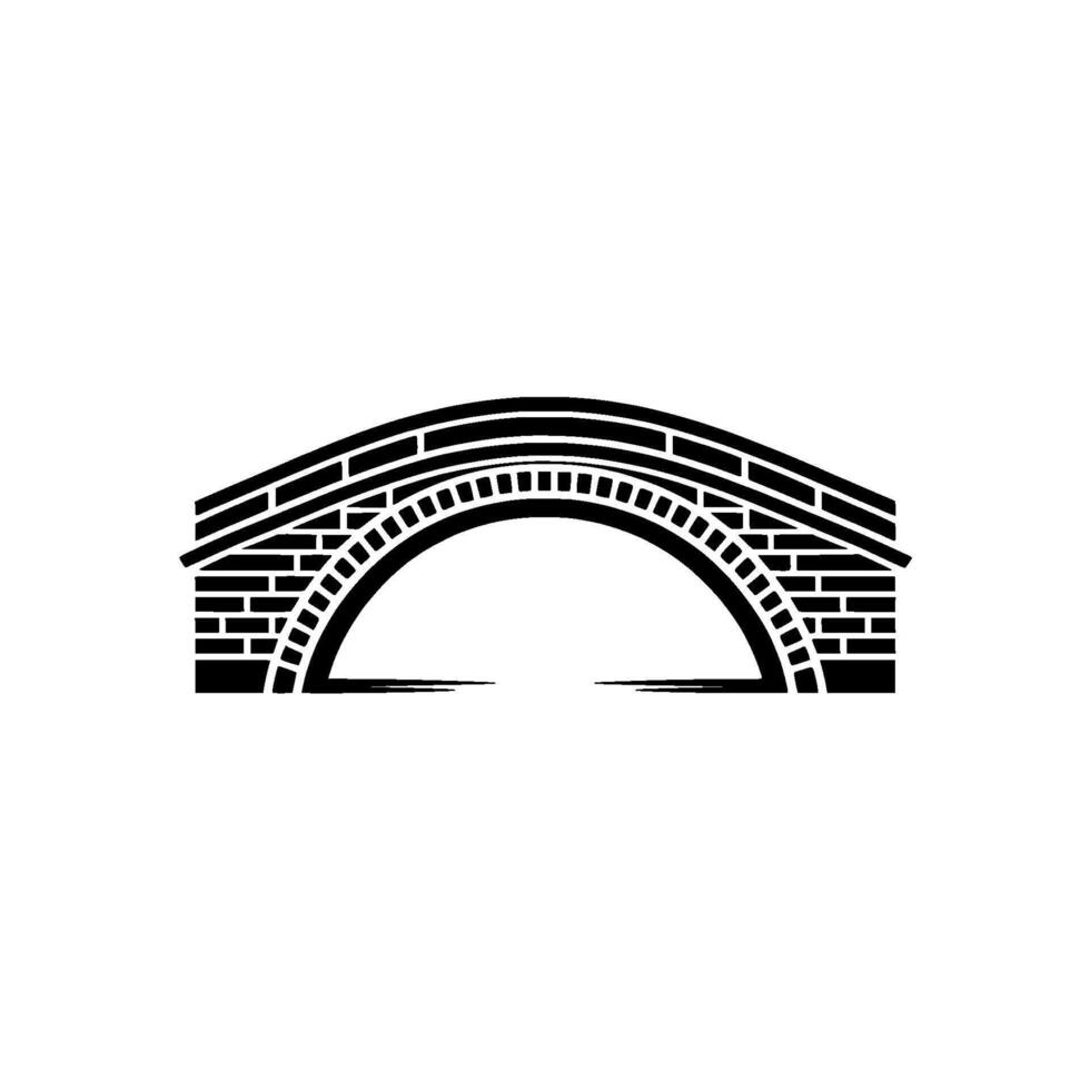 Minimalist Black White Bridge Silhouette, or vector