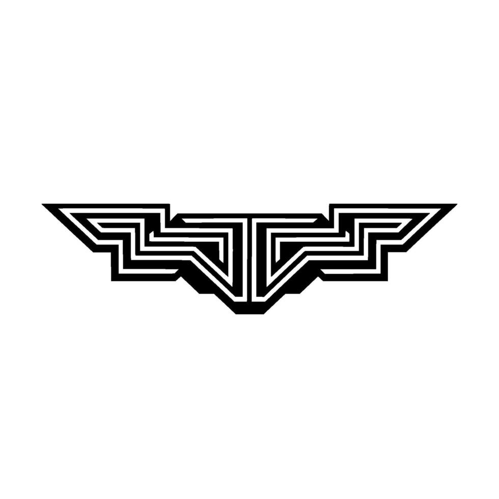 Geometric Winged Emblem on White Minimalist vector