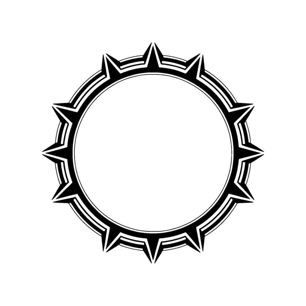 Abstract Geometric Spiked Ring Element Black White vector