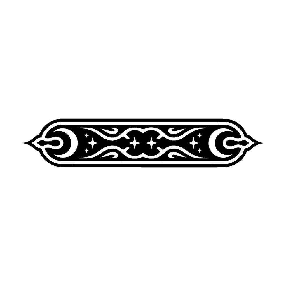 Black Ornamental Border with Stars, Swirls, and Rounded Ends vector
