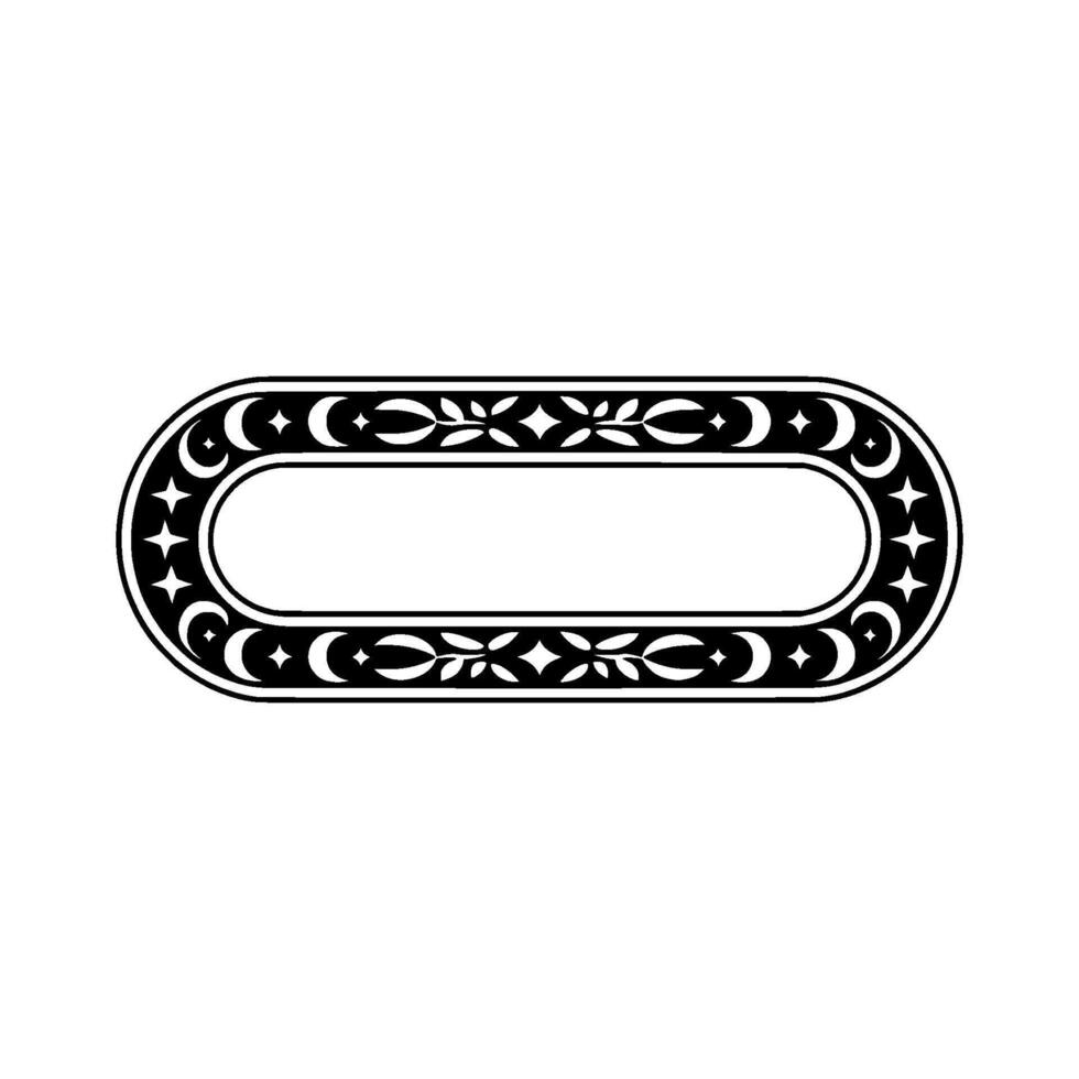 Elegant Oval Frame with Celestial and Floral , Illustration vector