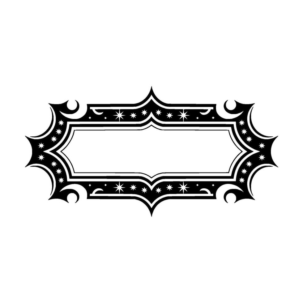 Ornate Black and White Frame with Star Embellishments vector