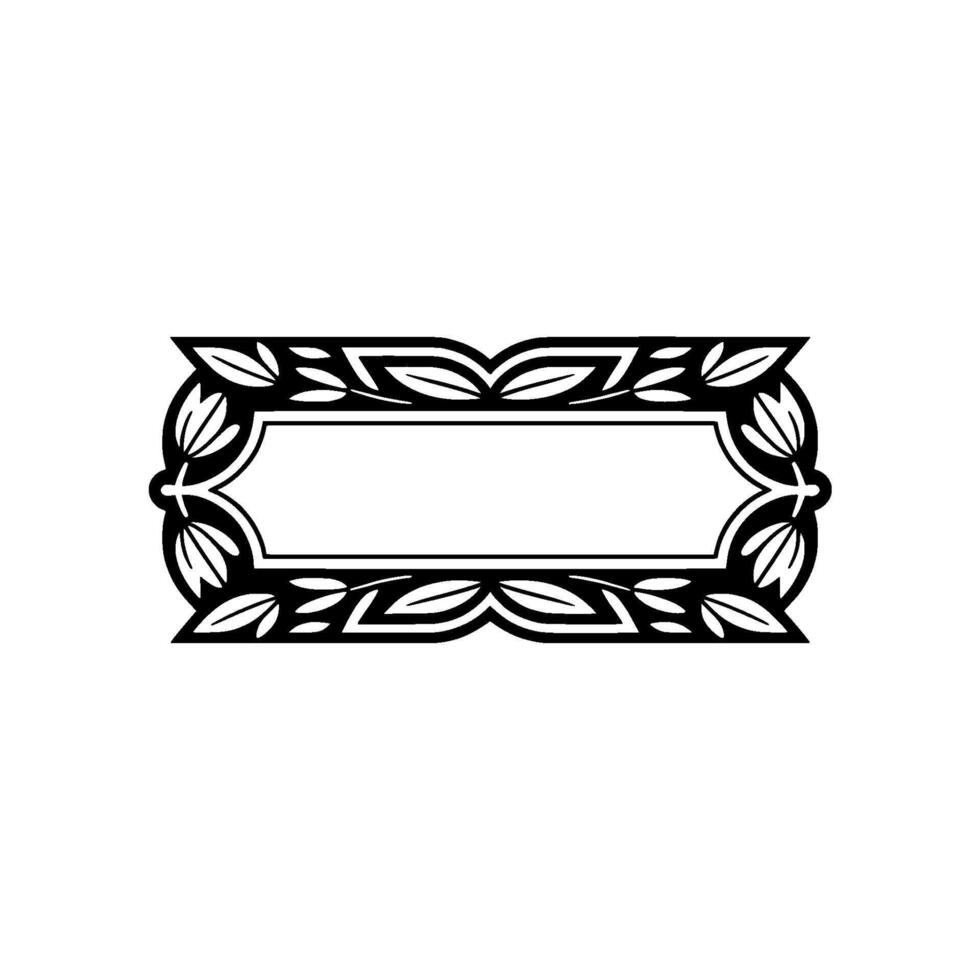 Elegant Black Rectangular Frame with Leafy Border, Minimalist vector