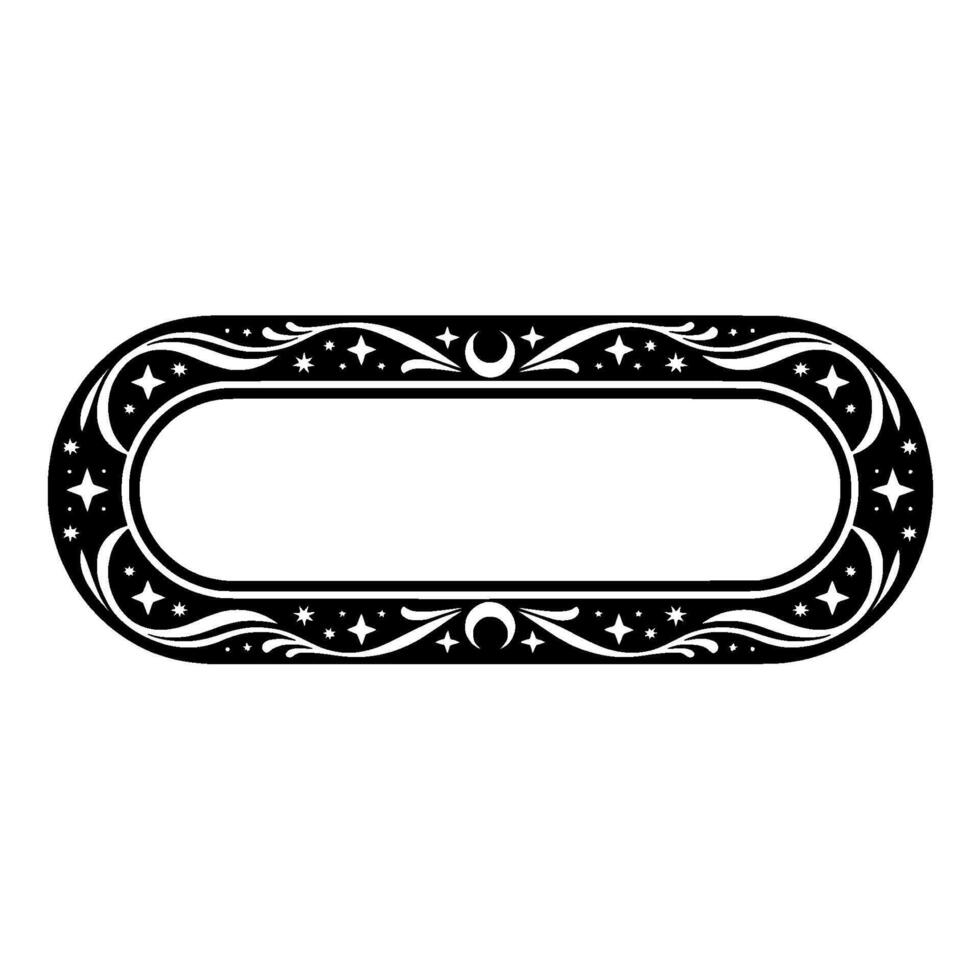 Celestial Frame Decorative Oval with Stars and Moons vector