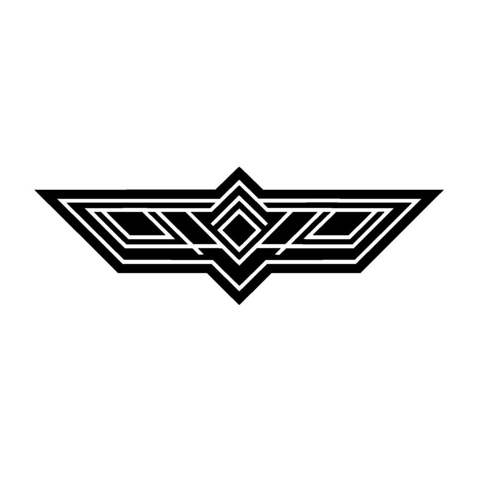 Art Deco Winged Emblem Geometric Black and White on White vector