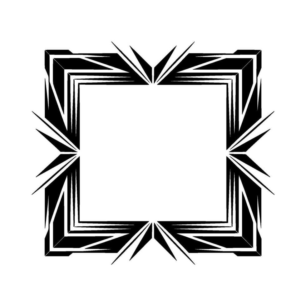 Art Deco Black Square Frame with Geometric vector