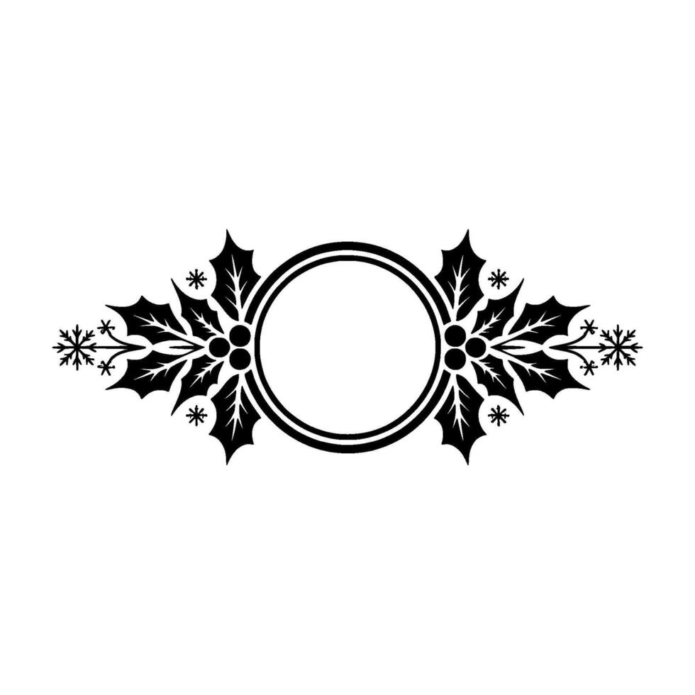 Festive Holly Frame with Circle for Text Minimalist Christmas vector