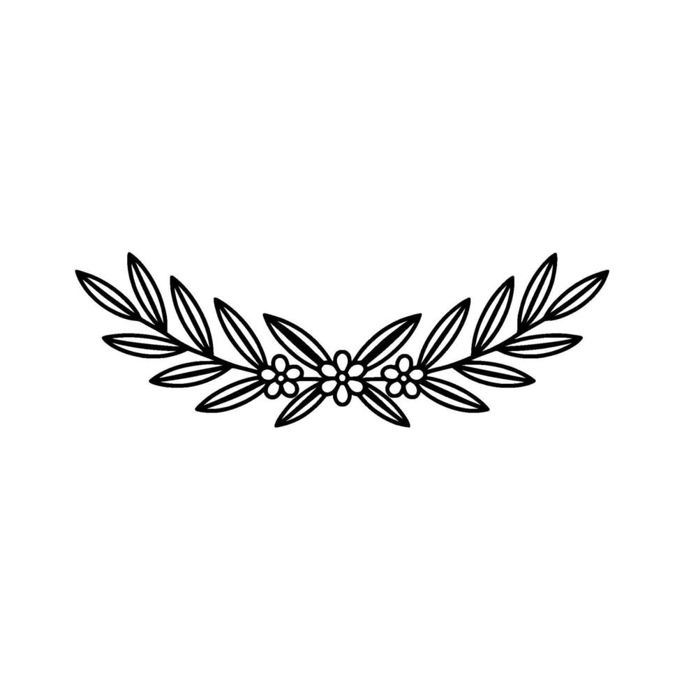 Elegant Black Leaf and Flower Border, Minimalist vector