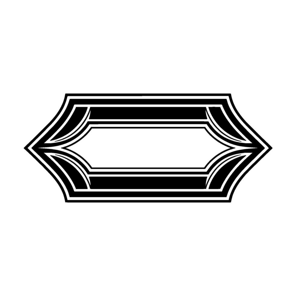 Geometric Art Deco Label or Frame Element, Minimalist Black White vector