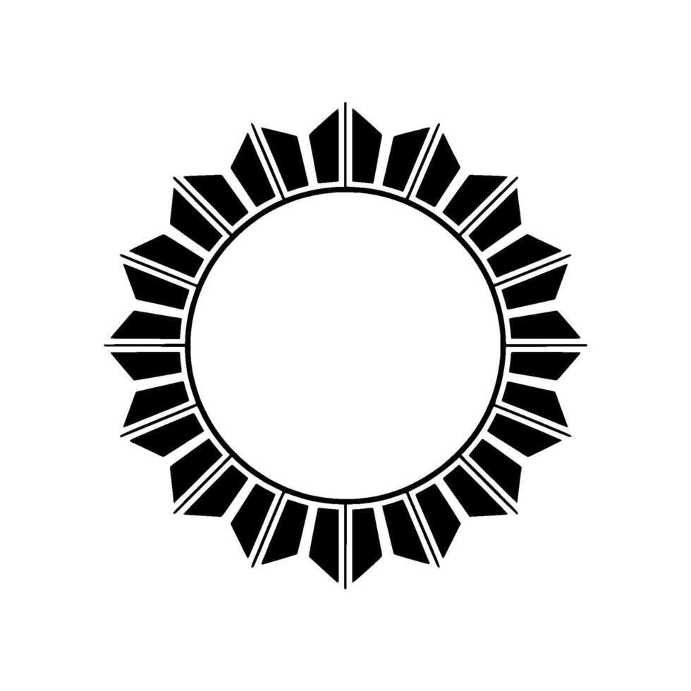 Geometric Black Sunburst Frame on Light Gray Background vector