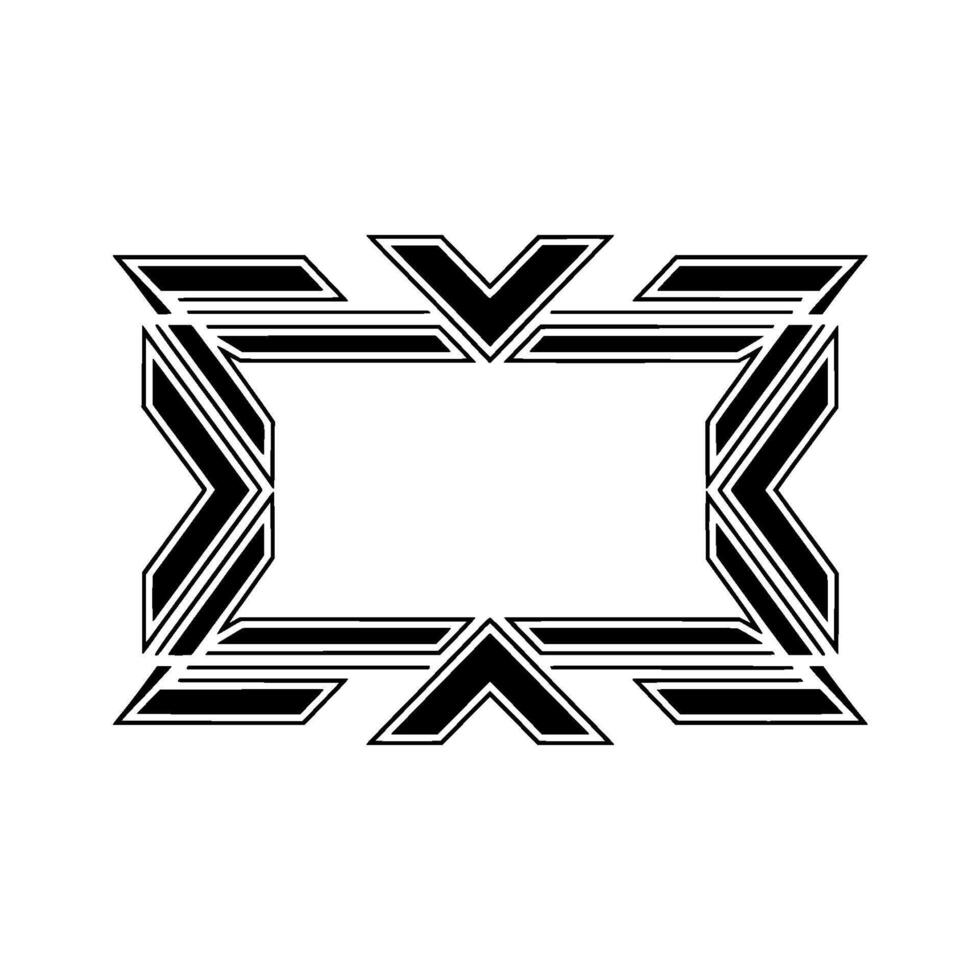 Geometric Deco Frame Black and White Ornament on Light Gray Background vector