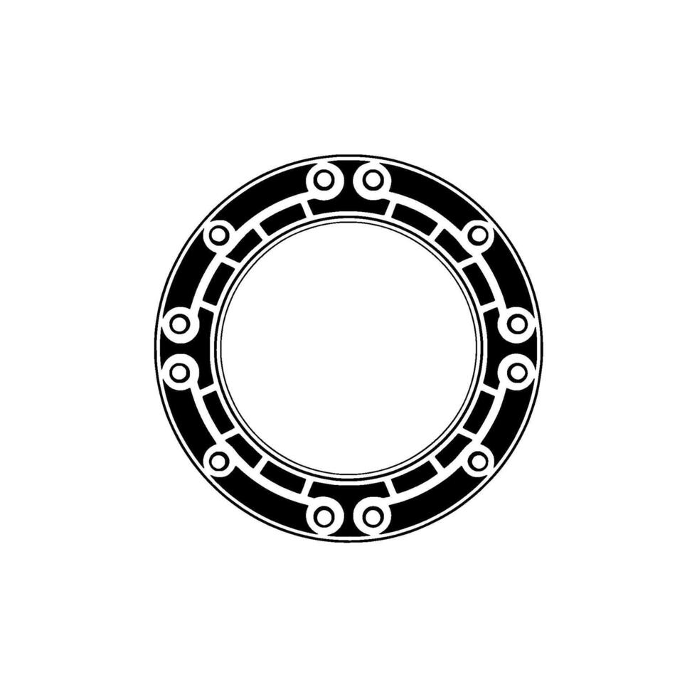 Minimalist Geometric Circle with Detailed Black Ornament vector
