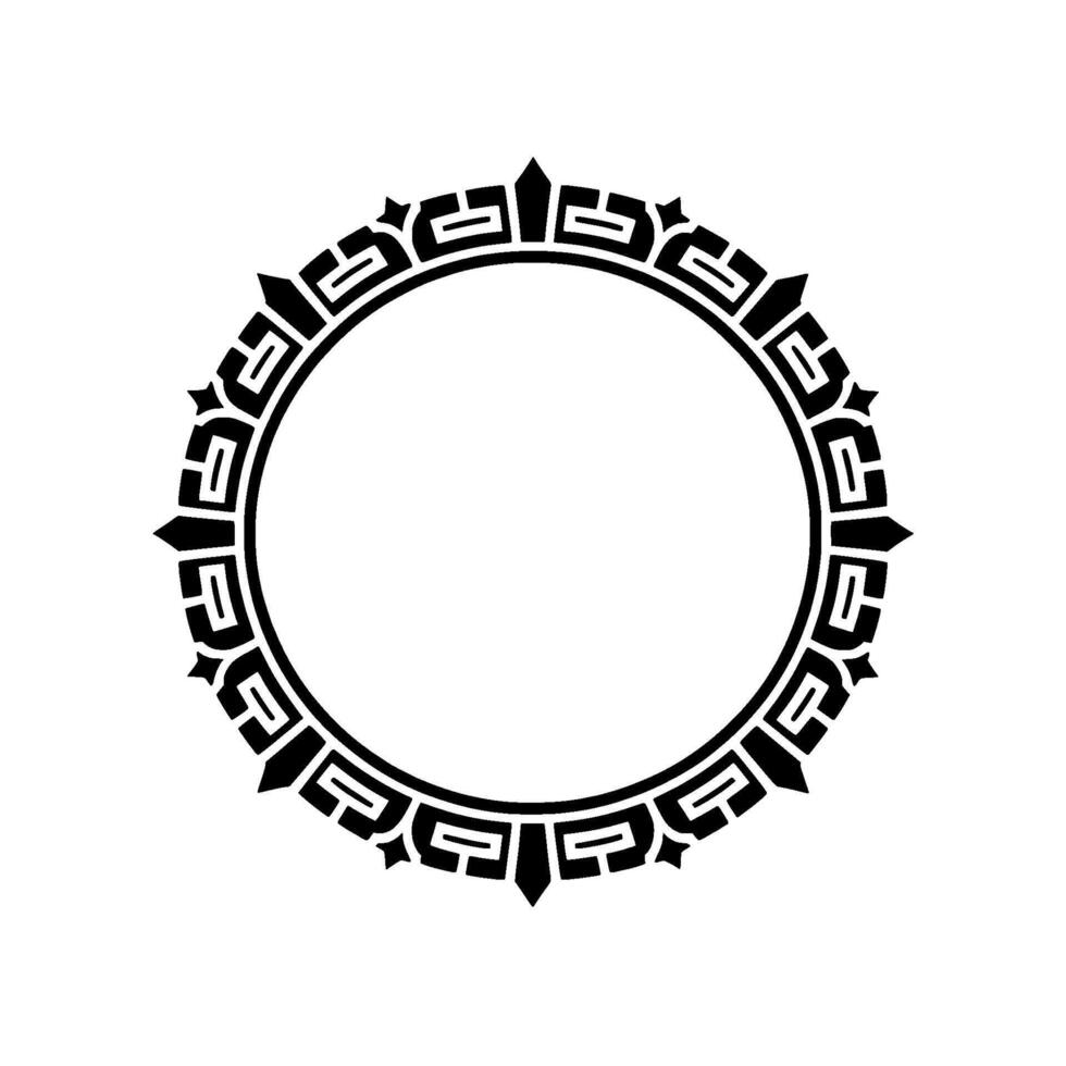 Geometric Circular Frame, Black and White , Decorative Border vector