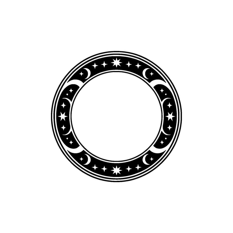 Celestial Circle Modern Mystical with Moons and Stars vector