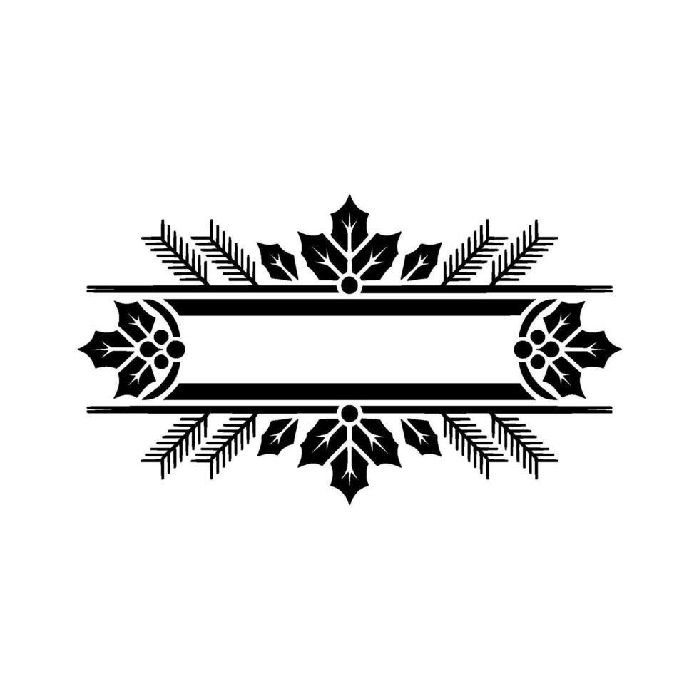 Elegant Christmas Frame Holly Spruce Black on White vector