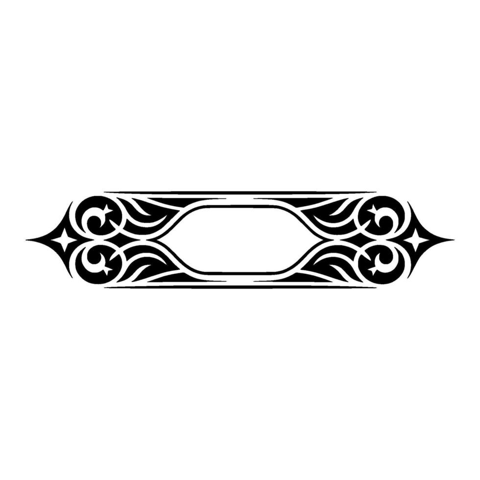 Black Tribal Ornament with Frame, Minimalist vector