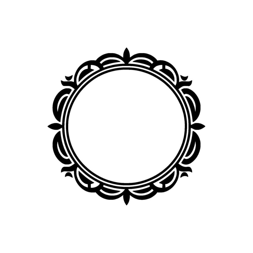 Elegant Black Circular Frame on White Background - Decorative vector