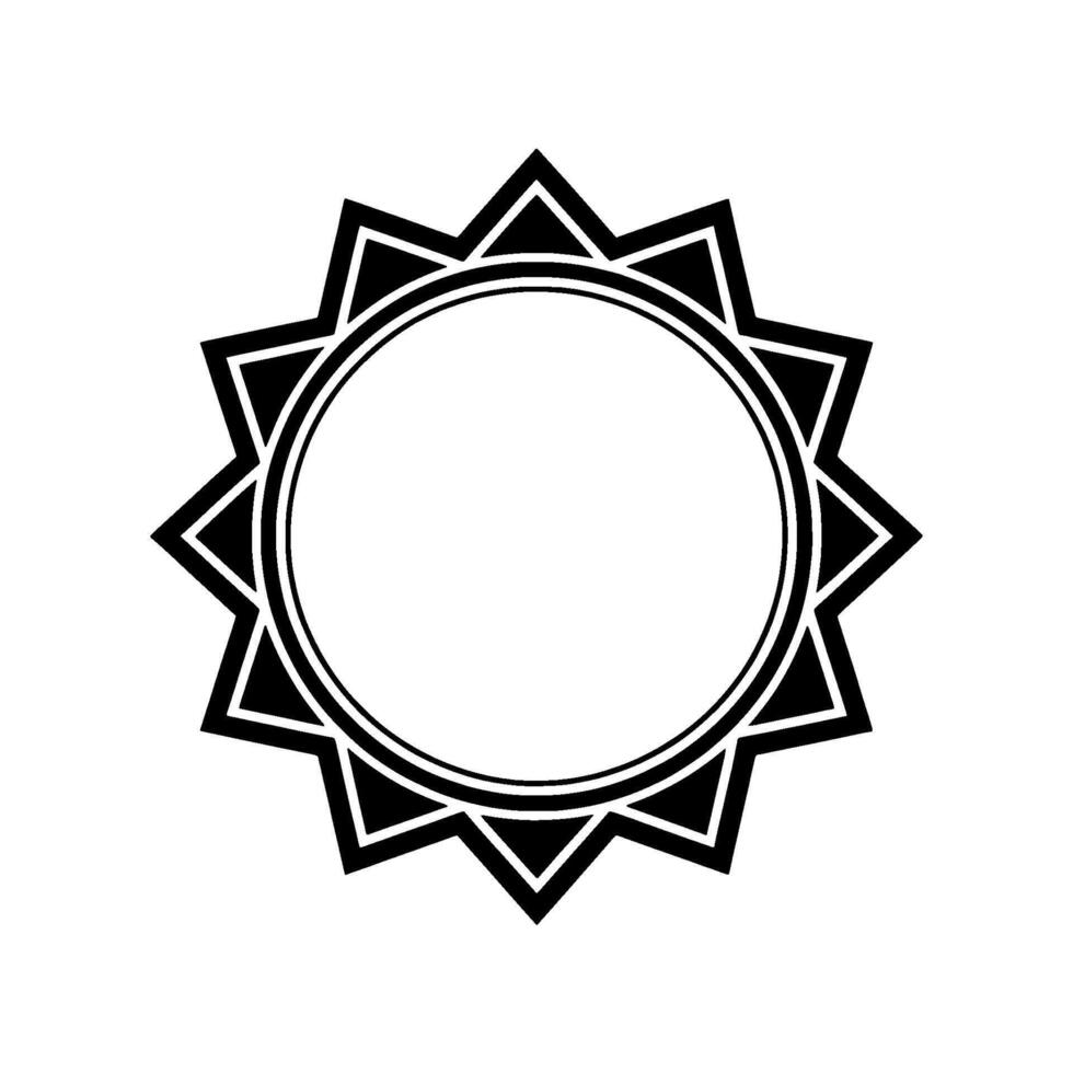 Geometric Black Sunburst Frame on White, Minimalist Element vector