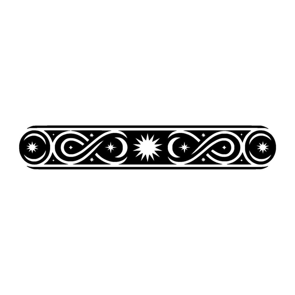 Celestial Border Ornament in Black and White, Minimalist vector