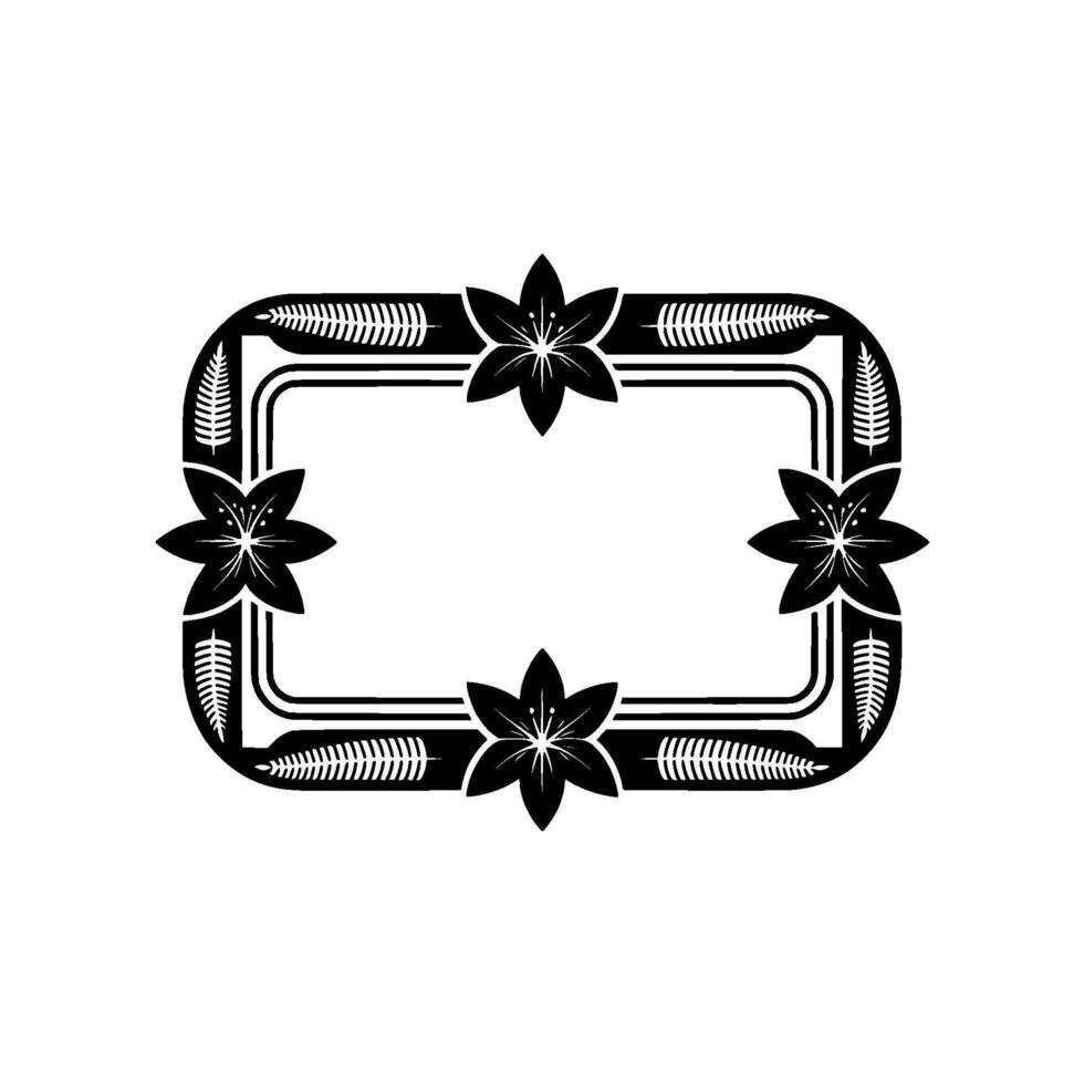 Elegant Floral Frame in Black and White, Botanical Border vector