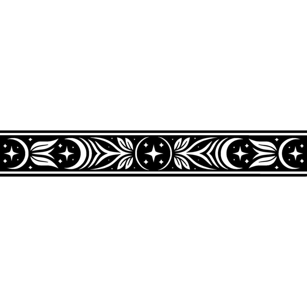 Celestial Pattern Border, Black and White, Geometric vector