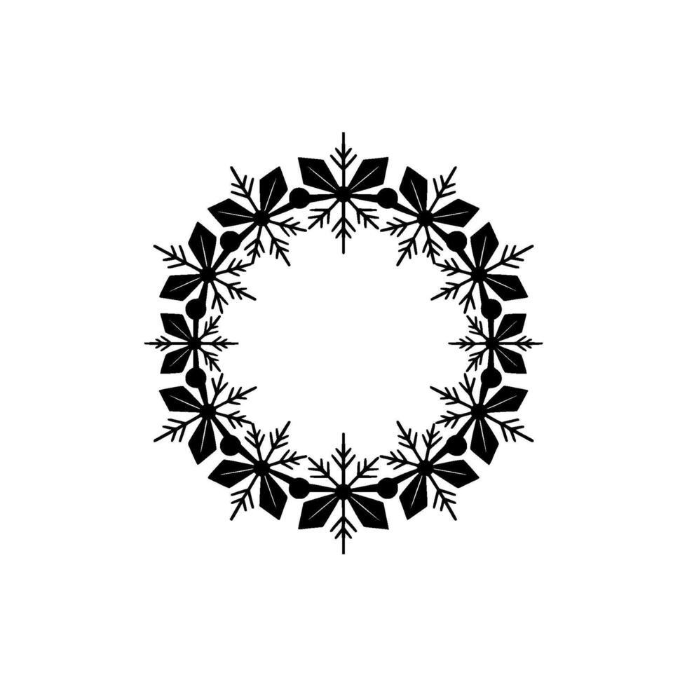 Minimalist Snowflake Wreath with Red Berries - Christmas Illustration vector