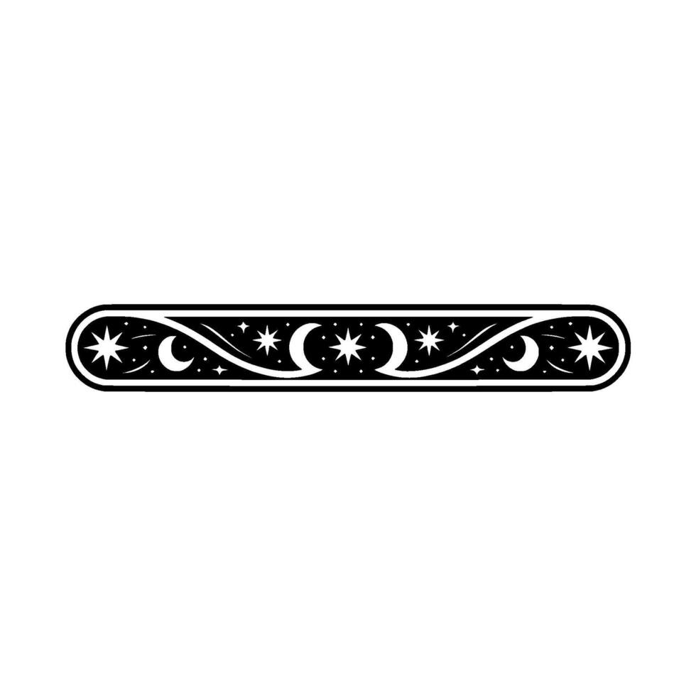 Celestial Border Stars Moons, Black White vector