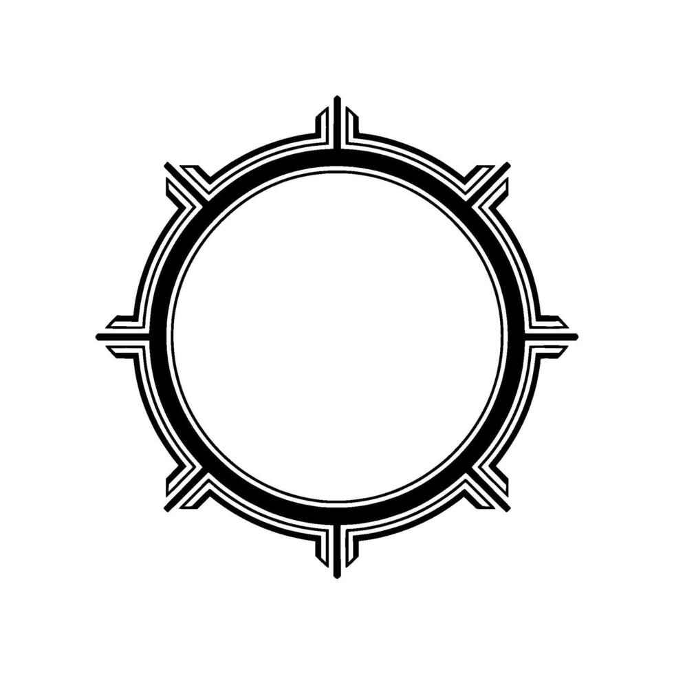 Decorative Art Deco Circle Frame in Black White, Minimalist vector