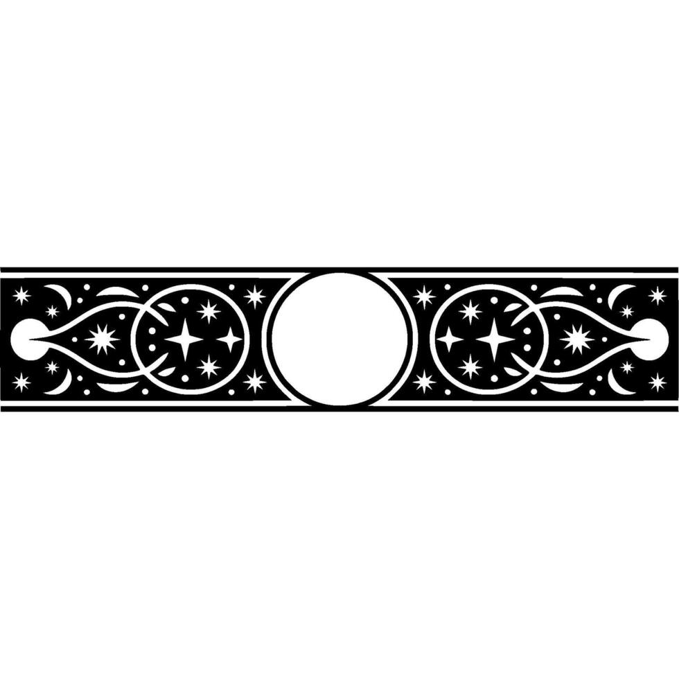 Celestial Border - Black White Geometric vector