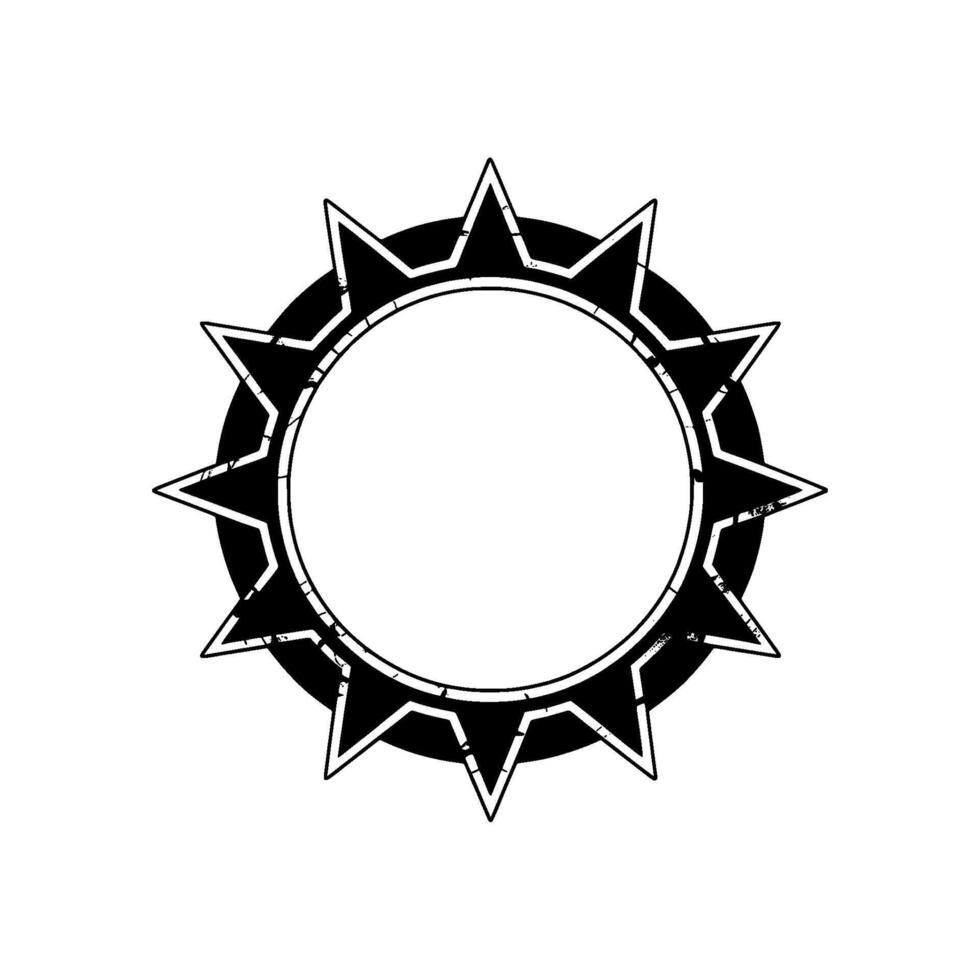 Modern Starburst Frame Emblem, Black White, Grunge vector