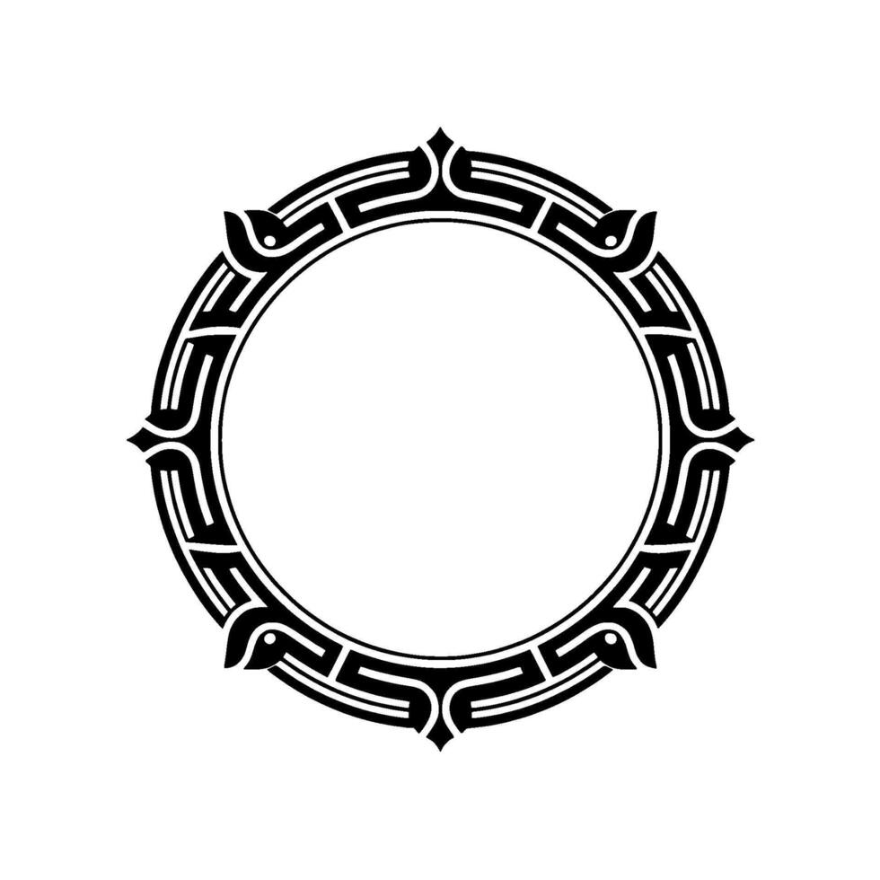Decorative Geometric Circle Frame, Black and White Minimalist vector