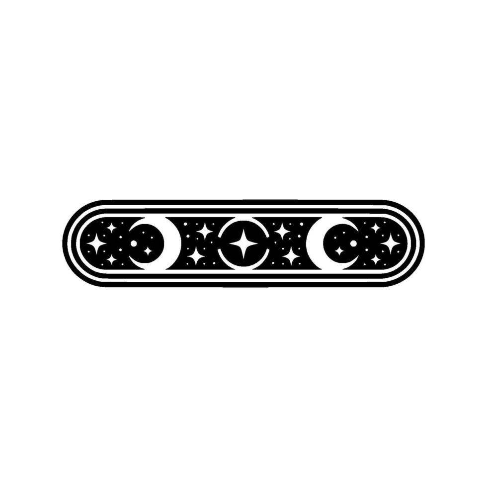 Celestial Border Illustration Crescent Moons, Stars, and Orbs on White vector