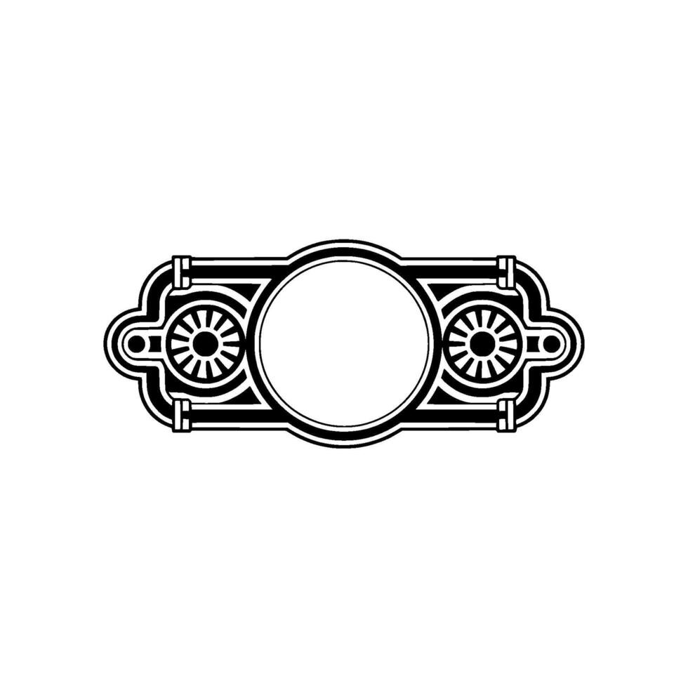 Art Deco Oval Frame with Decorative Geometric Elements vector