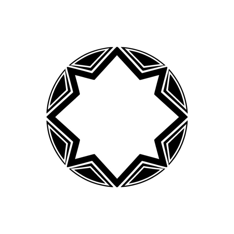 Geometric Starburst in Black and Silver on White, Minimalist Style vector