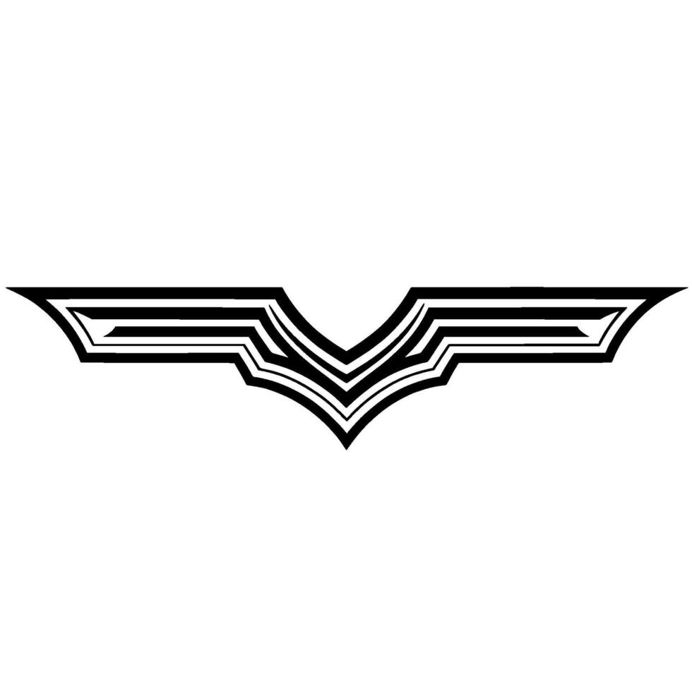 Abstract Black White Winged Emblem, Geometric on White vector