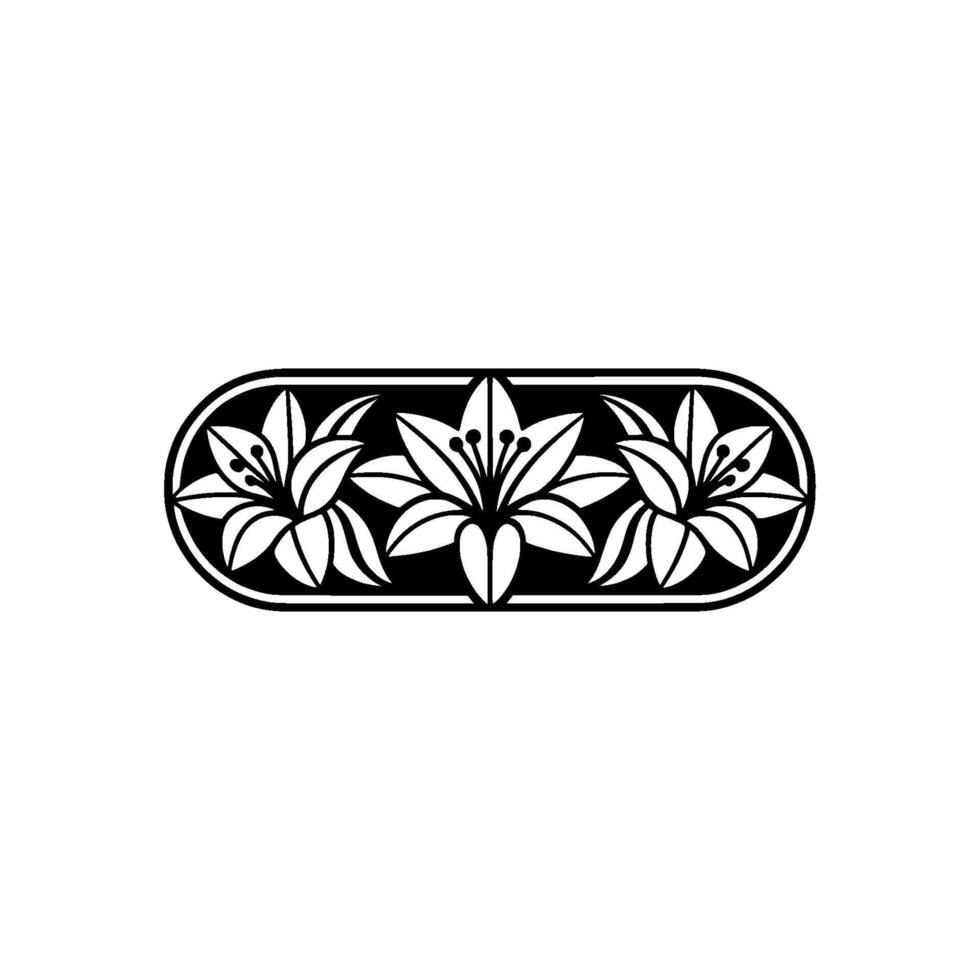 Elegant Black and White Floral Border - Minimalist, Decorative Element vector