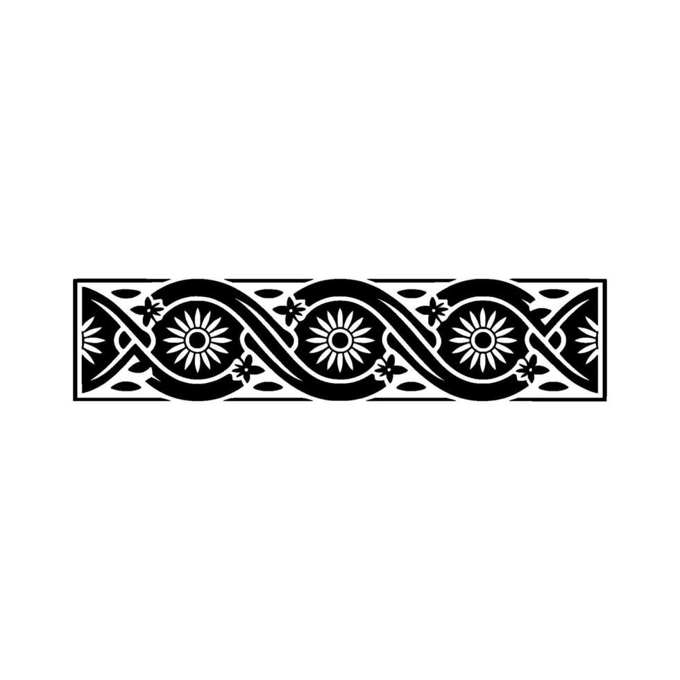 Ornate Floral Border Black White Element vector