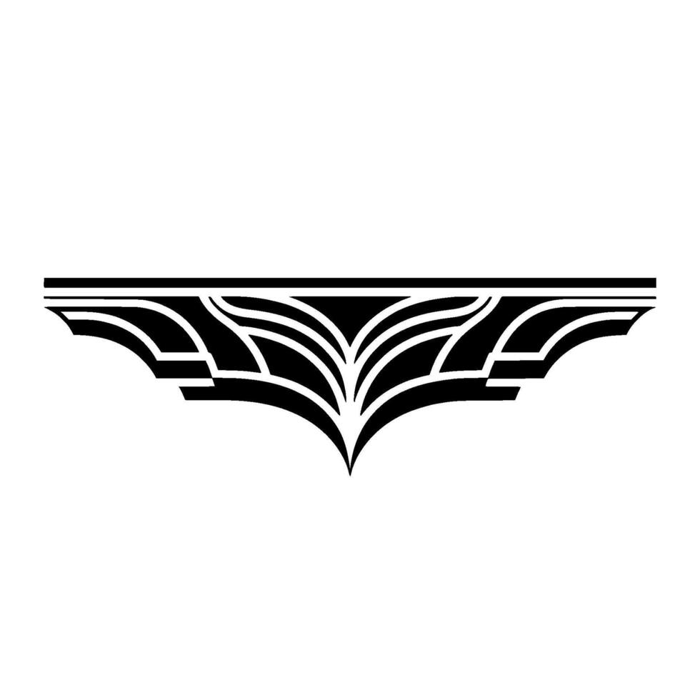 Black and White Art Deco Element on White, Minimalist vector