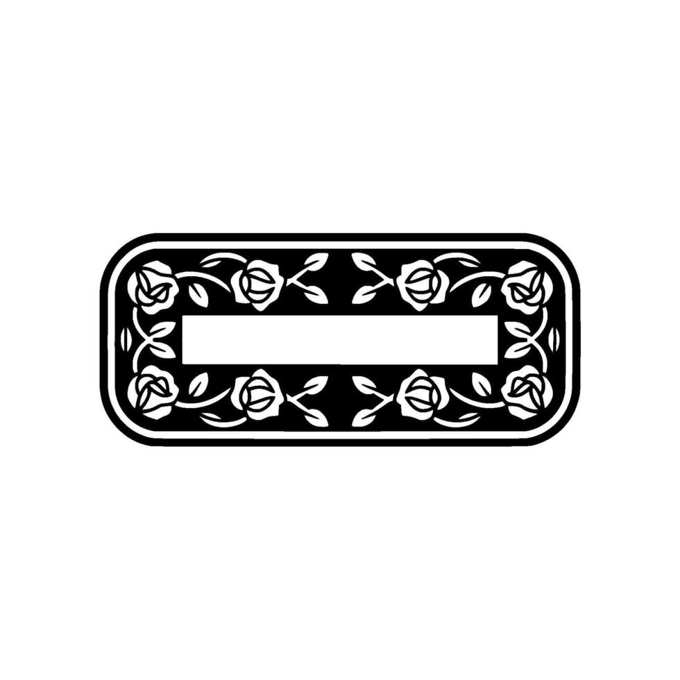 Elegant Floral Rectangular Frame for , Black and White vector