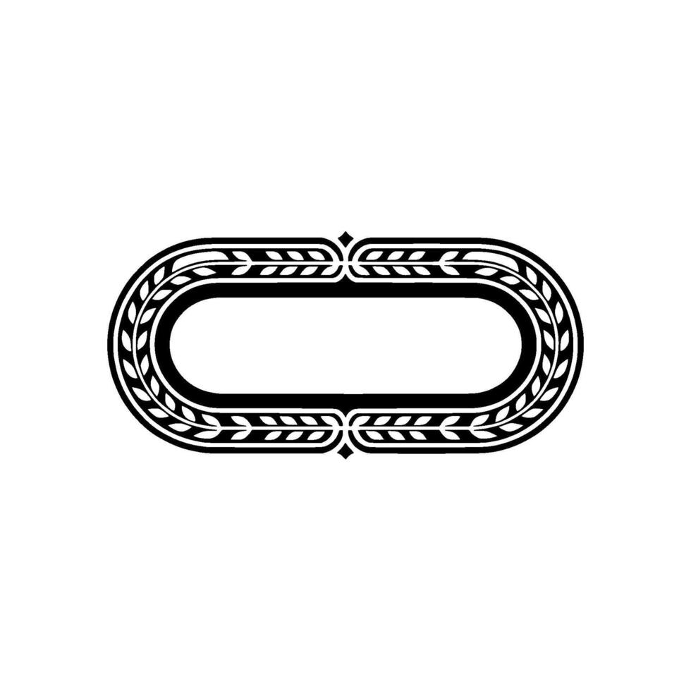 Ornate Black Oval Frame with Leaf Detail, Minimalist vector
